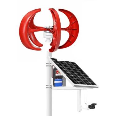 Imagem de 24V,HYZHANHONG Gerador de turbina eólica 12V24V 48V 12000W gerador de turbina eólica lanterna vermelha eixo vertical jardim barco gerador eólico kit de turbina eólica de 5 folhas com controlador