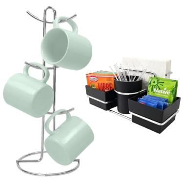 Imagem de Kit Porta Sachê Suporte Organizador Porta Xícaras Café Bancada Cozinha Cromado - Future