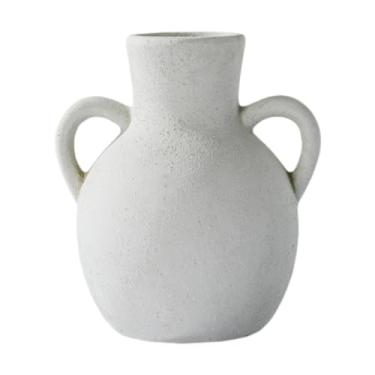 Imagem de XLWLLNJ Vaso de cerâmica rústico, vaso de flores de fazenda, peça central de mesa, suporte para plantas para prateleira, plantas de interior, Branco