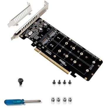 Imagem de PH44PRO Dual Sided 4* M.2 M-Key NVME para PCIe X16 Splitter Card 4 * 32Gbps 2U Server RAID Array Adaptador de Expansão Suporte 2242 2260 2280 22110 SSD