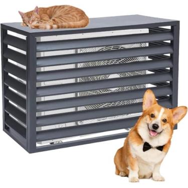 Imagem de Tela De Cerca De Ar Condicionado Liga De Alumínio Ac Cerca De Privacidade Painel De Tela Redução De Ruído Anti-roubo Mantenha O Jardim Arrumado, Grey, 110cm