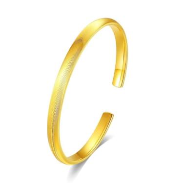 Imagem de Pulseira de ouro para mulheres, berloques delicados com design de padrão de onda, joias para mulheres, presente de festa, Medium, Latão, Sem Pedra Preciosa