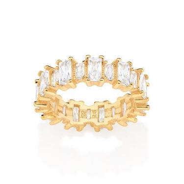 Imagem de Meia Aliança Rommanel Folheado a Ouro com Zircônia 513283, 22, Dourado