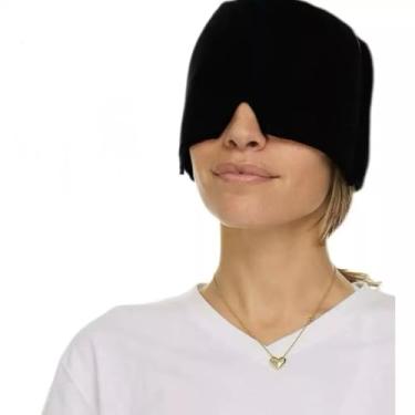 Imagem de YONII Chapéu Para Dor De Cabeça, Envoltório De Cabeça Com Gelo Para Alívio Da Enxaqueca, Touca De Terapia De Compressão Elástica Quente E Fria Para Olhos Inchados, Alívio Do Estresse (Preto)