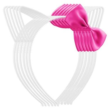Imagem de Chanaco 6 peças de orelhas de gato, decorações de festa, laço rosa choque, acessórios de cabelo de plástico, fofos, branco, gabby, lembrancinhas de aniversário, fantasia de Halloween, presentes kawaii