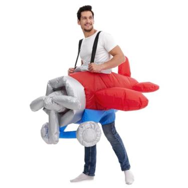 Imagem de HSCTEK Inflatable Airplane Costume Teen Men Women, Blow up Flying Plane Cosplay Adult, Flight Halloween Rider Clothes Teenager