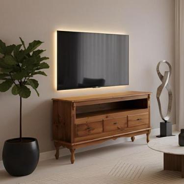 Imagem de Rack para Sala com Pés Luis XV 3 Gavetas e Nicho - Imbuia Glazer - Mey