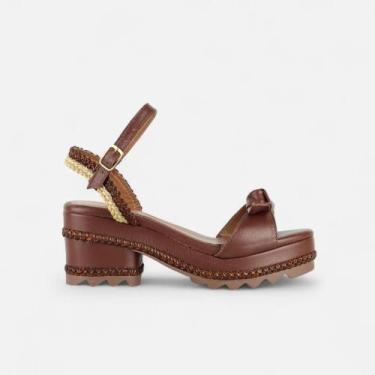 Imagem de Sandália Feminina Plataforma Moda Casual Couro Legítimo Confortável - 