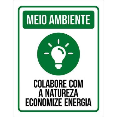 Imagem de Placa Sinalização Meio Ambiente - Economize Energia 36X46