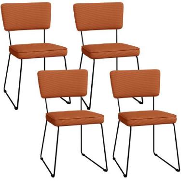 Imagem de Kit 04 Cadeiras Decorativas Estofada Base De Aço Allana L02 Tecido Ter