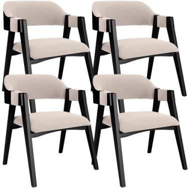 Imagem de Kit 4 Cadeiras Sala de Jantar Estar Living Estofada Suran L02 Preto Su