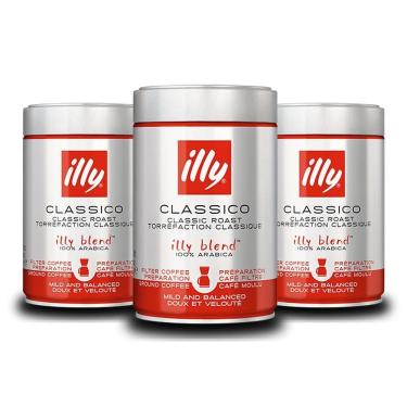 Imagem de Café Illy Clássico Torrado E Moído Kit 3 Latas 250G