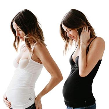 Imagem de Naked Nursing Tank Regata The Open Busted Breastfeeding Pacote com 2 - Preto e Branco, Preto e branco, P