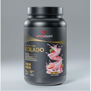 Imagem de Oficialnutri Whey Protein Isolado, Sabor Morango, 1kg, 30 Doses