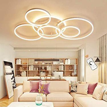 Imagem de Luminária de teto moderna LED Ring Ceiling Lamp Luminária regulável para sala de estar com controle remoto Abajur de acrílico Design de alumínio Quarto Sala de jantar Cozinha Escritório Lust