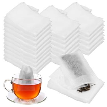 Imagem de 2000 sacos de filtro de chá descartáveis a granel, 5 x 7 cm/2 x 2,76 polegadas, saco de filtro de infusor com cordão, sachês de café vazios de tecido não tecido, filtros de infusor para chá e café de