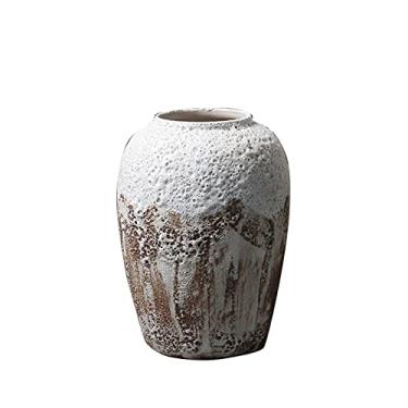 Imagem de CUTPOIY Vaso do chão ao teto, vaso de cerâmica retrô, flor artificial, flores frescas, vaso decorativo (28 * 40 cm)