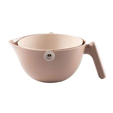 Imagem de Tigela de frutas cesta de frutas 2 em 1 coador de cozinha tigela de frutas tigela de frutas cesta de lavagem de legumes recipientes de alimentos de plástico multifuncional com alça (cor: D)