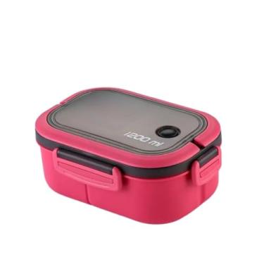 Imagem de Pote Marmita 1200ml | Com Divisórias e Talheres | Lunch Box Prática | Ideal para Trabalho e Viagens(VERDE)