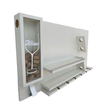 Imagem de Bar Parede Novo Porta Vinho Taças Abridor Decoração 100% Mdf(Branco)