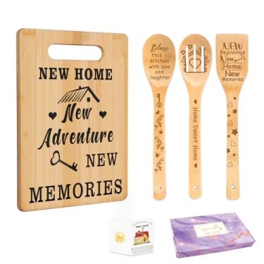 Imagem de Presentes de aquecimento de casa, presentes exclusivos para aquecimento de casa, conjunto de tábua de corte gravada, novas ideias de presente para casa, lembrança de apartamento, presente de primeira