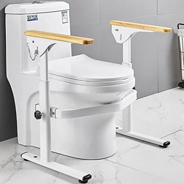 Imagem de GeRRiT Trilho de vaso sanitário, estrutura de segurança ajustável para banheiro, grades de segurança para idosos, alça de barra de apoio de assistência de corrimão, altura ajustável, estrutura de