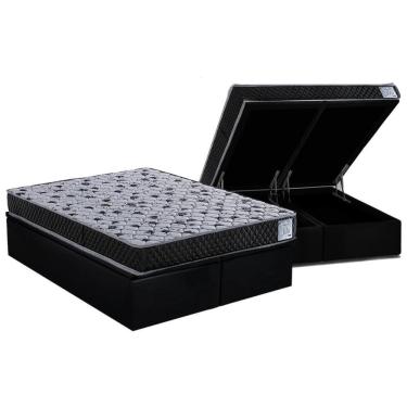 Imagem de Kit Cama Box Baú Queen AG65 Vitre com Colchão Espuma Suede Black 158x198 Preto Herval