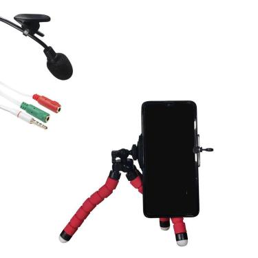 Imagem de Kit Youtuber Mini Tripé Flexível + Microfone Lapela