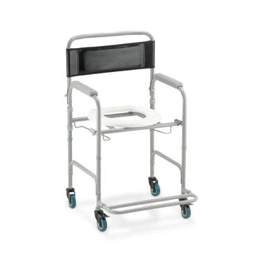 Imagem de Cadeira de Banho Higiênica Dobrável D30 Dellamed 2 Em 1 Banho e Sobre Vaso, Até 100kg Com Estrutura Reforçada e Rodízios Com Trava