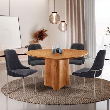 Imagem de Sala de Jantar Mesa Selene Tampo 135cm Laminado com 4 Cadeiras Vicenza Moderna Mobilia
