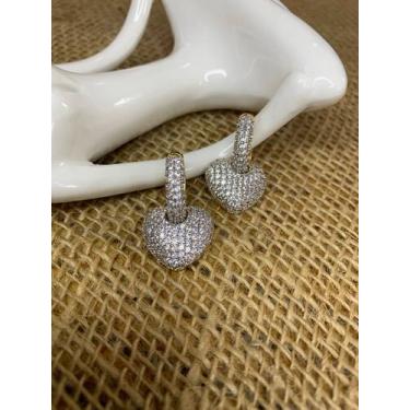 Imagem de Brinco coração cravejado - Semijoias Shofar