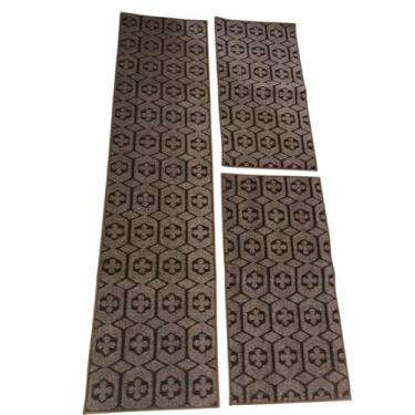 Imagem de Tapete de Cozinha Jogo 3 Peças Geométrico - New Shop Textil, Marrom At