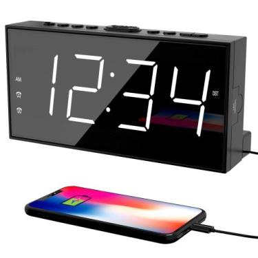 Imagem de Despertador PPLEE Digital com 2 alarmes e porta de carregamento USB