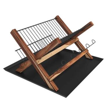 Imagem de Escorredor De louça Dobrável Madeira Teca Com Bandeja Luxo - Stolf, Pr