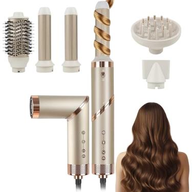 Imagem de Escova Secadora 5 em 1, Secador de Cabelo 5 em 1, Secador de Cabelo e Modelador para Cabelos Lisos e Ondulados, Lnclui Dois Bicos, Duas Escovas e um Modelador de Caracóis
