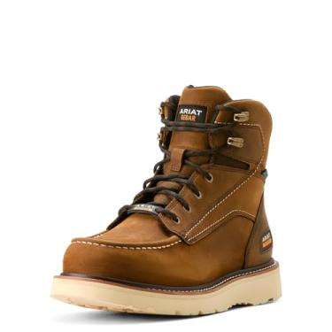 Imagem de Ariat Botas de trabalho masculinas com bico de vergalhão moc toe 15 cm à prova d'água industrial, Marrom envelhecido, 37