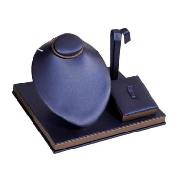 Imagem de YIJU Expositor de joias, colar, brincos, anel, suporte, organizador, busto/manequim de joias para loja, acessórios para fotos, Azul
