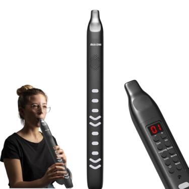 Imagem de Instrumento de sopro Digital Recarregável Portátil 10 Timbres sax alto soprano clarinete trompete violino gaita flauta flauta de bambu gravador com alto-falante embutido, e versátil