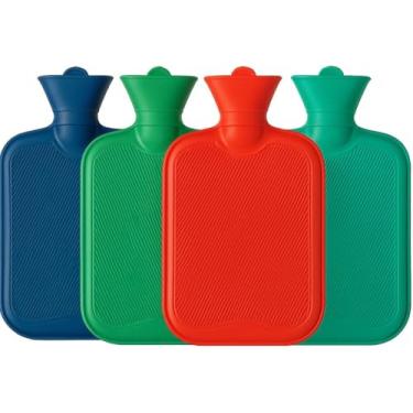 Imagem de Bolsa Térmica de Borracha Grande 2 Litros Compressa Quente e Fria Alívio de Dores Musculares Cólicas e Inflamações Vedação Segura Tampa Tipo Rolha Bico Funil Durável (Azul)