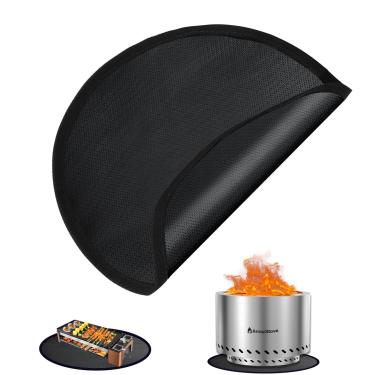 Imagem de Tapete para fogueira de 50 cm para lareira de mesa, tapete redondo à prova de fogo para churrasqueira, à prova de óleo, à prova de óleo, acessórios de churrasqueira ao ar livre, portátil e