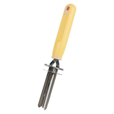 Imagem de Ｂｅｓｇａ Removedor de caroço de frutas em aço inoxidável, eficiente e fácil de usar, portátil, ferramenta de remoção de caroço para maçã, cereja, tâmaras, Amarelo