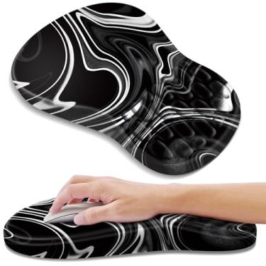 Imagem de YIWEI Mouse pad ergonômico com suporte para descanso de pulso, mousepad com descanso de pulso de espuma viscoelástica confortável e base de poliuretano antiderrapante para alívio da dor, computador