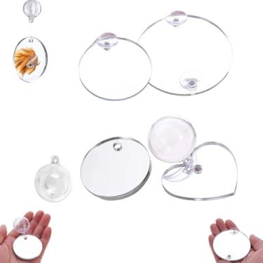 Imagem de Espelho de peixe Betta, 4 peças de espelho de treinamento Betta de acrílico para aquário com ventosa, treino antidepressivo 4/5 cm especial para espelho de fitness Betta decoração de aquário