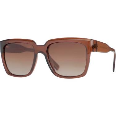 Imagem de Óculos de Sol Quadrado Feminino Marrom Escuro Polarizado Proteção UV400 Village Heaven 6178