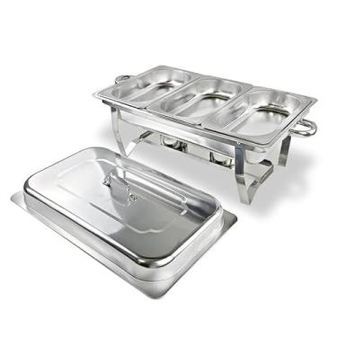 Imagem de Rechaud Inox 9L com 3 Cubas – Profissional para Buffet, Festas e Restaurantes