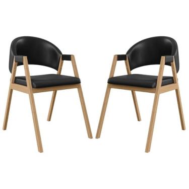 Imagem de Kit 2 Cadeiras Suellen Mesa de Jantar Moderna Tecidos Variados - Balaqui Cor:courino Preto