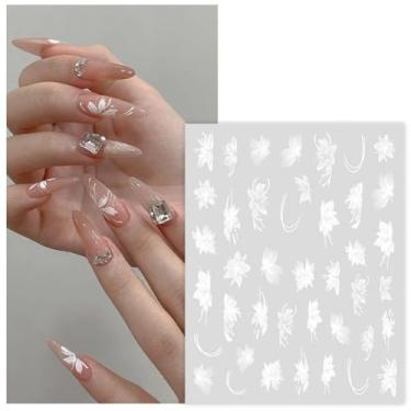 Imagem de 1 peça de adesivos de unhas de gel semicurado para mulheres - Adesivos florais pintados à mão para salão de beleza em gel para acessórios DIY