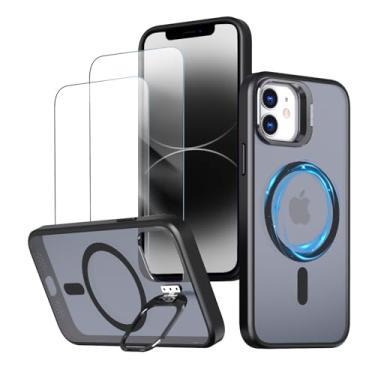 Imagem de Capa magnética para iPhone 11 e iPhone XR Capinha - Inclui 2 protetores de tela [Suporte para celular] [Compatível com carregamento sem fio] Case Skin-touch para iPhone 11 e XR - Preto