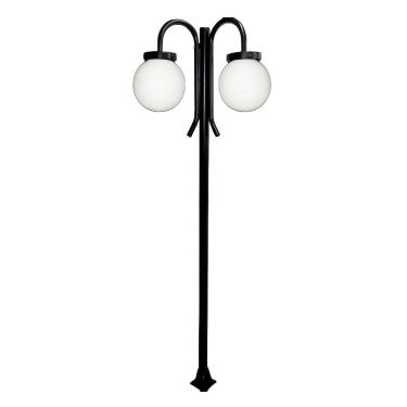 Imagem de Poste Luminária Globo G Duplo Braço Curvo Baixo Preto 200cm