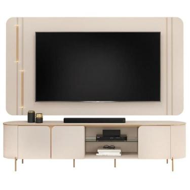 Imagem de Painel Para 75 Pol E Rack Bancada Mdf Ariana Off White Dj Moveis Off W